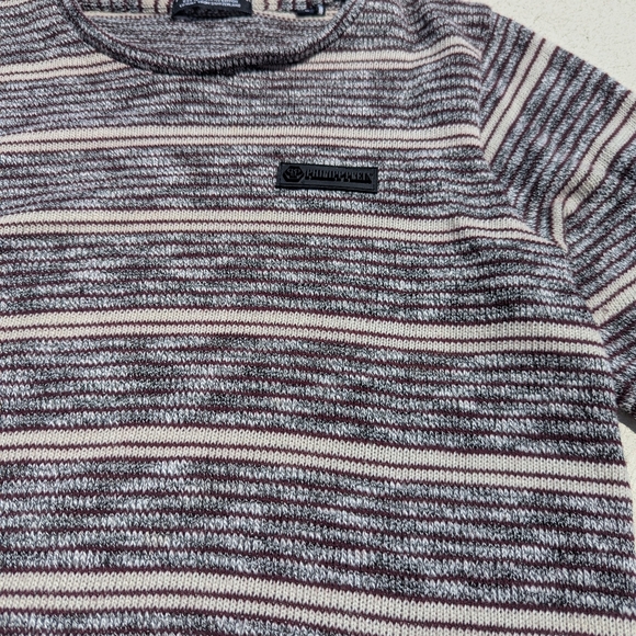 Philipp Plein | Logo Pullover Crewneck Sweater Striped Large B&W Cotton Vintage - Picture 5 of 11